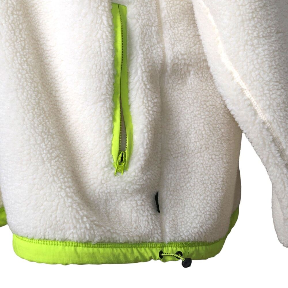 American Eagle Women's Sherpa Pullover Jacket Size XXL Ivory / Neon Piping EUC - Picture 3 of 7